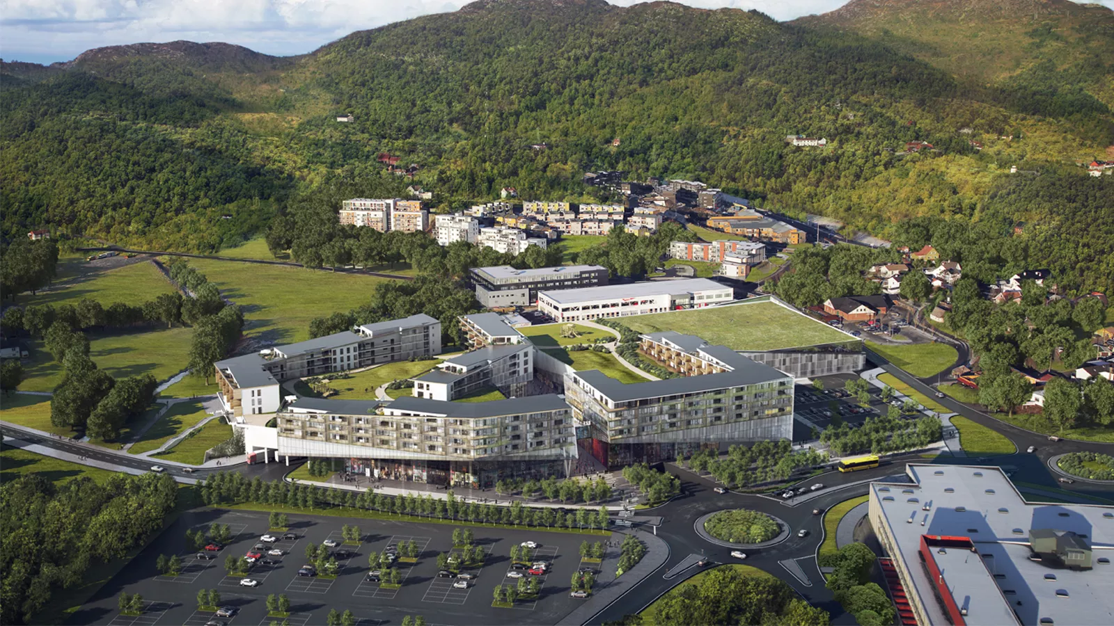 På nye Horisont Kjøpesenter i Åsane utenfor Bergen anlegger de en 11 mål stor park på taket