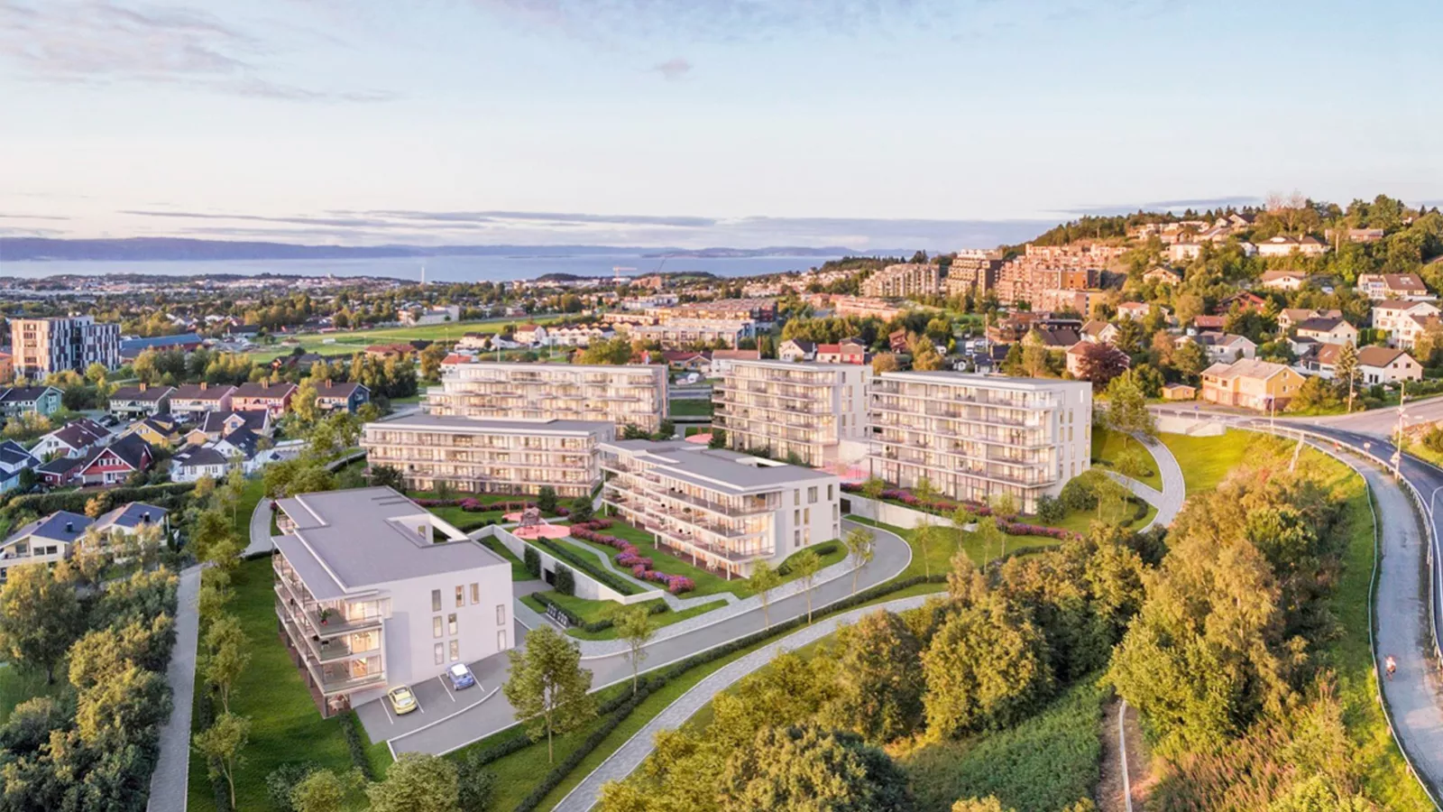 Perspektiv Steinanvegen er 196 leiligheter og 6 boligblokker Ill Voll Arkitekter