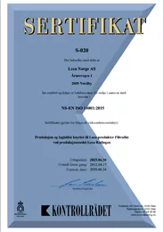 ISO_9001 Kvalitetssertifikat Leca Rælingen