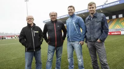 Banemester Johan Jørstad (nr. 2 f.v.) sammen med teamet fra Leca