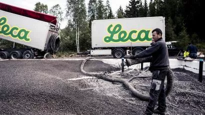 Blåsing av Leca gir meget rask framdrift