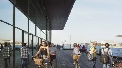 Bygget er tegnet av arkitektene Lundgaard & Tranberg og mesteparten ligger faktisk under vannlinjen