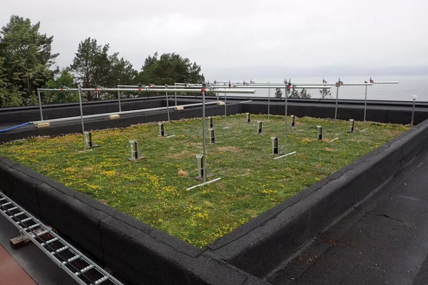 Under det øverste laget av planter og jord er det Leca.